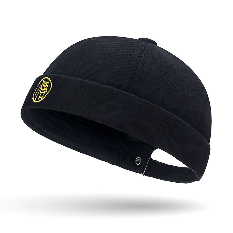 Korean Style Trendy Vintage Fashionable Printed Retro Chinese-style Hip-hop Streetwear Men's Beanie Hat, Versatile Trendy Brimless Docker Cap_voghion.com