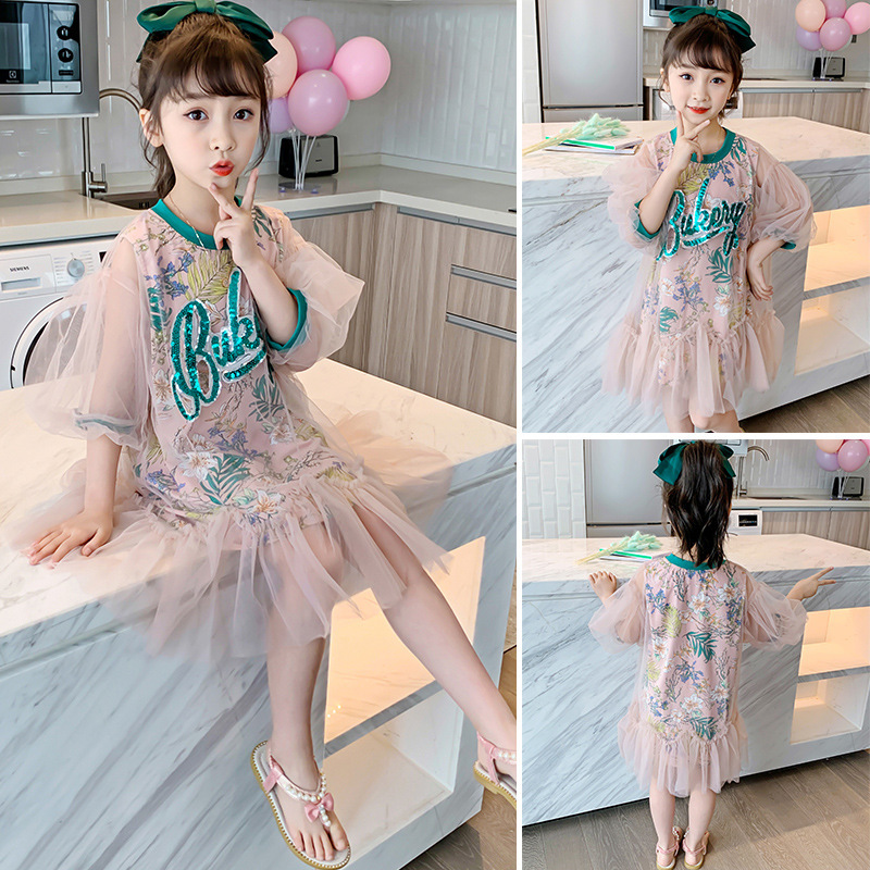 Foreign trade girls' style dress 2023 su...