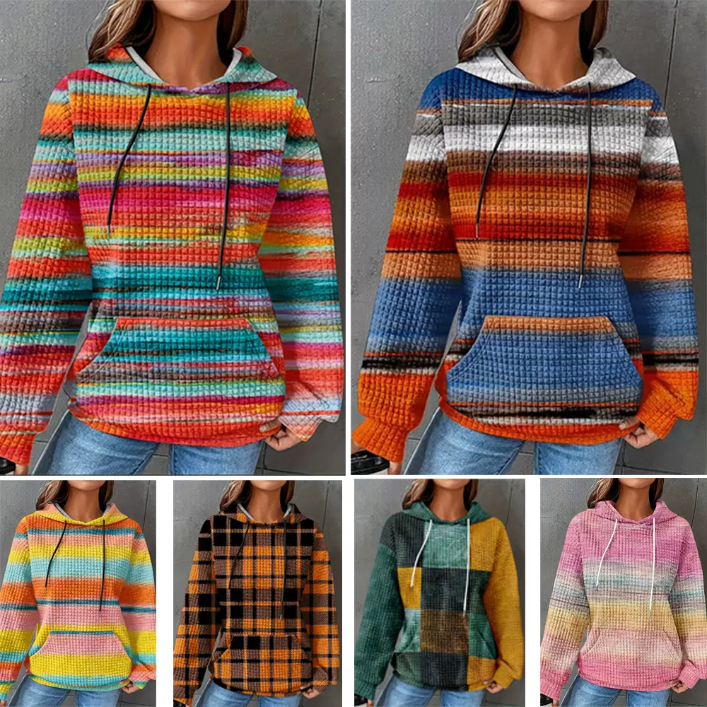 欧美亚马逊速卖通跨境外贸秋冬新款女装卫衣印花连帽运动衫上衣