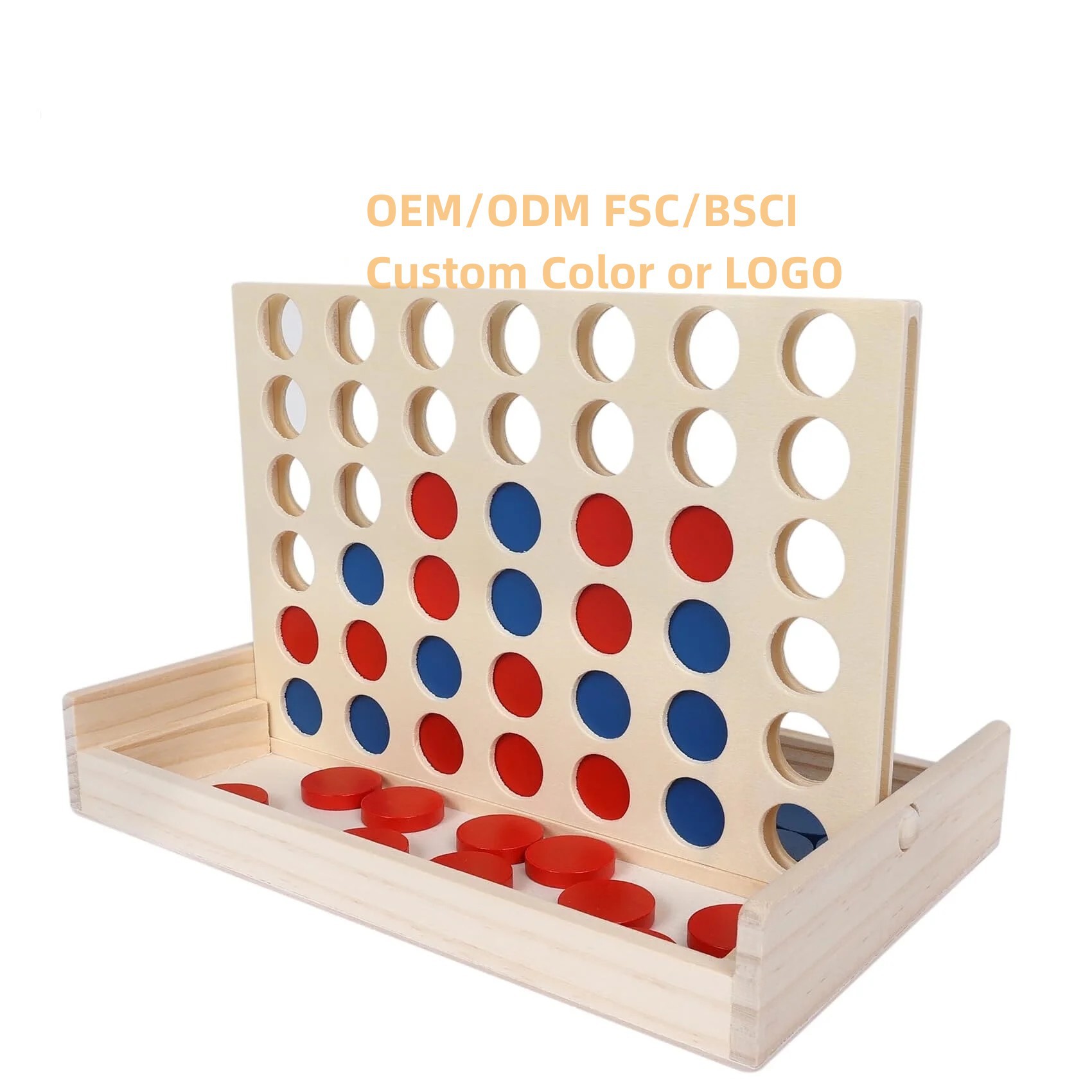 Square round wooden toy from natural wood