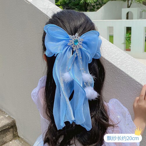 Children's hairband girl rainbow bow braided hairpin headdress ponytail streamer hairpin spring and summer girls hair accessories