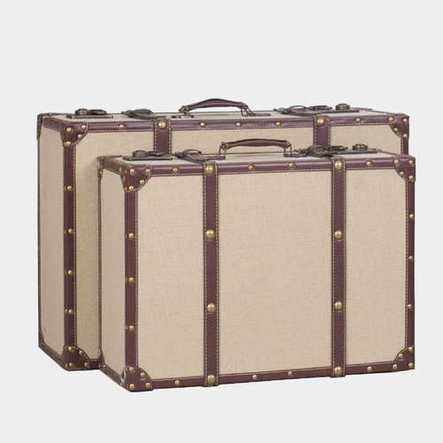 WI25 retro old-fashioned portable travel suitcase, antique display storage box, Republic of China nostalgic window decoration props