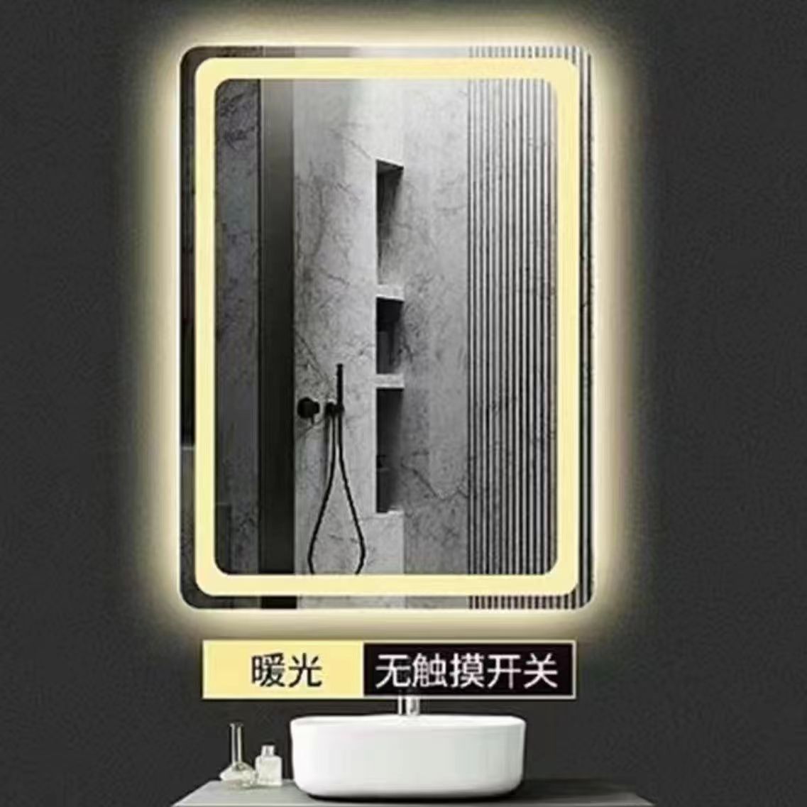 Espejo inteligente pantalla táctil LED espejo de baño de pared inodoro anti-nebble espejo de maquillaje con lámpara espejo de pared
