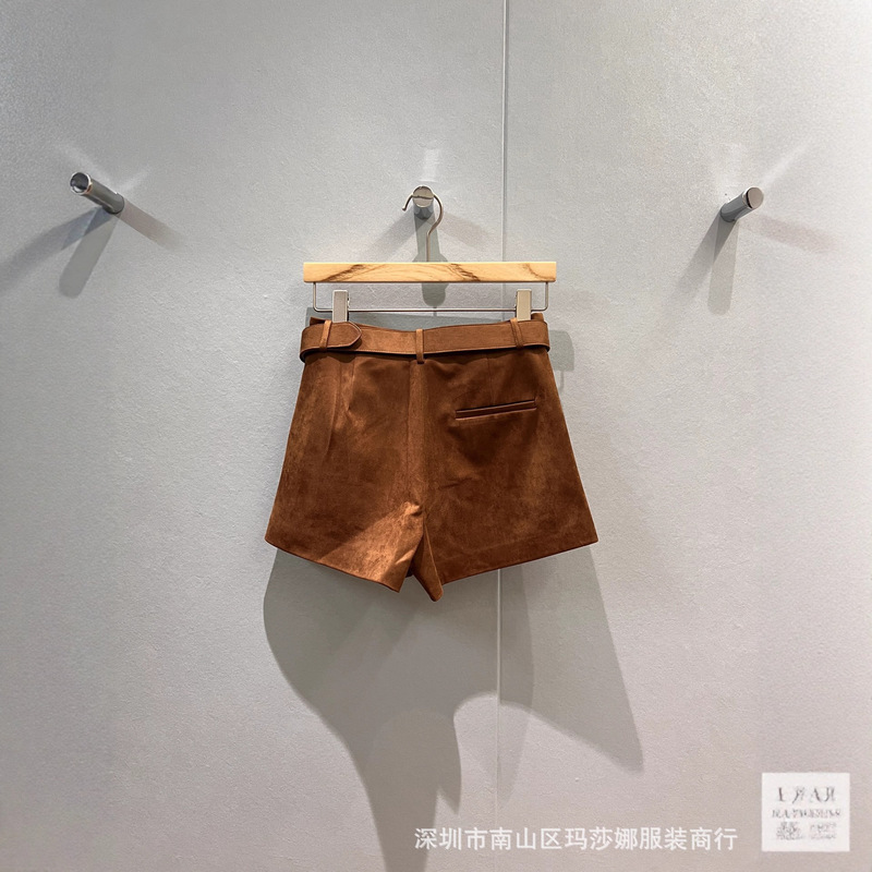 美式复古棕色中腰显瘦休闲短裤2025夏季新款通勤百搭棕色直筒裤女|undefined