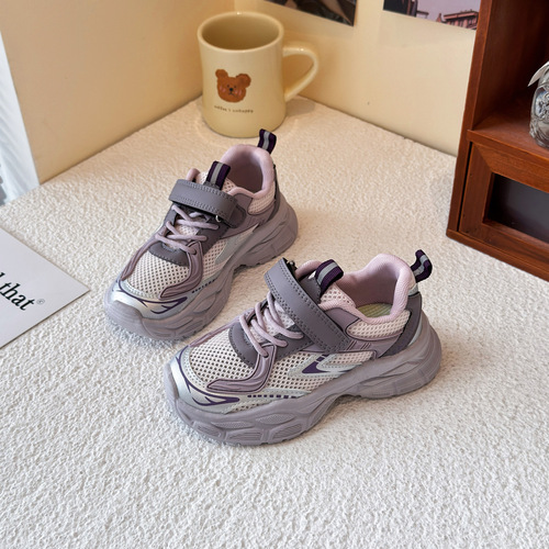 Children's shoes for girls, autumn new children's sports father shoes, middle age children's girls, mesh breathable running trend shoes