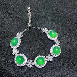 FA绿玛瑙玉髓镶嵌手链蛋面手串可调节玉石手链 妈妈闺蜜礼物