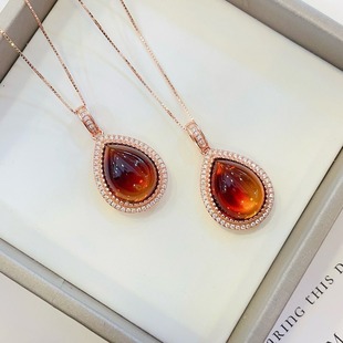 Natural Mexican Red Blue Po Seiko Inlaid S925 Silver Pendant Shenzhen Water Shells Exquisite Vacuum Plating