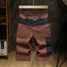 抖音快手 男士个性拼接大口袋5分库夏季时尚棉短裤运动中裤