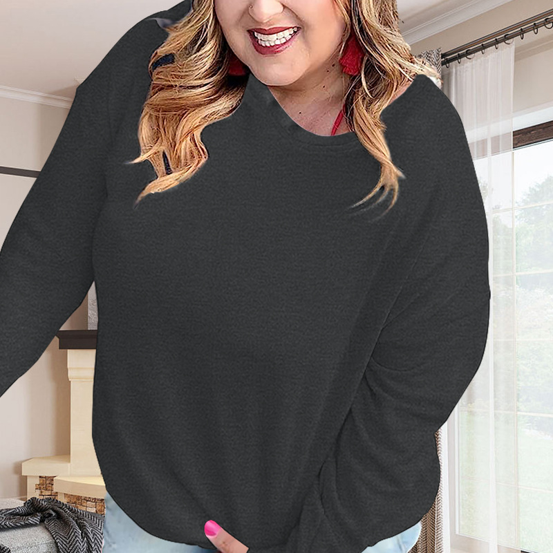 Felpa con cappuccio taglie forti autunno e inverno, da donna, girocollo, ampia, a maniche lunghe, stampa di Halloween_voghion.com