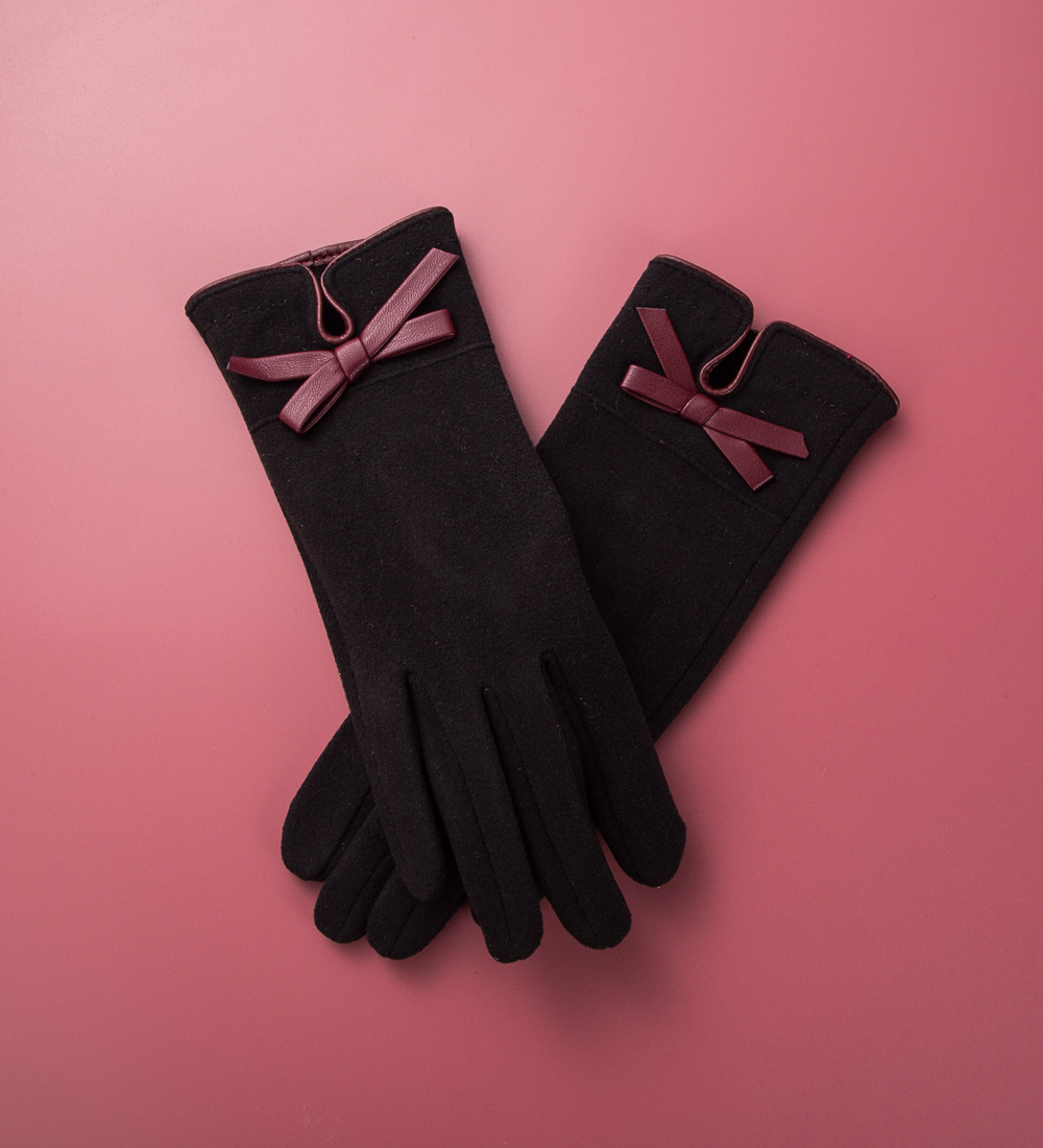 Neue Einfache Bogenhandschuhe Weiblicher Herbst Und Winter Warme Punkte Finger-touchscreen-handschuhe display picture 10