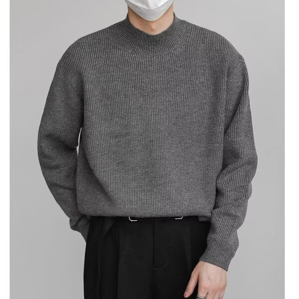 Retro fashionable knitted trend solid color sweater