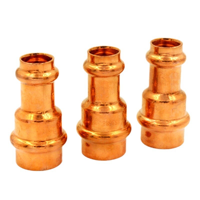 Cobre rojo sola tarjeta igual diámetro directo alargado abrazadera codo directo tee abrazadera accesorios de tubería de manga