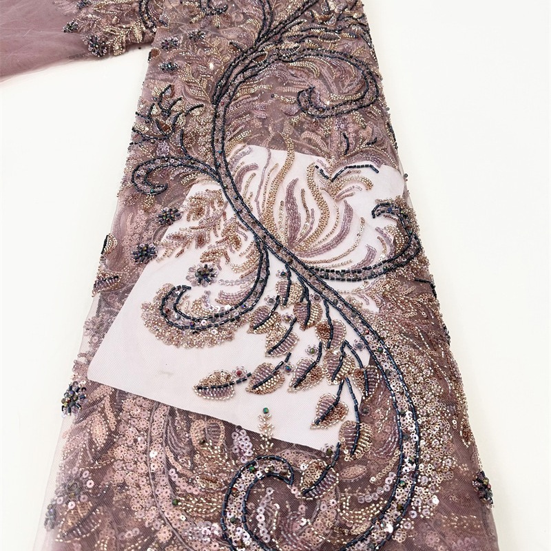 Tejido de bordado de encaje de tubo de sequilla comercio exterior transfronterizo spot vestido de boda vestido de noche vestido de mujer tela