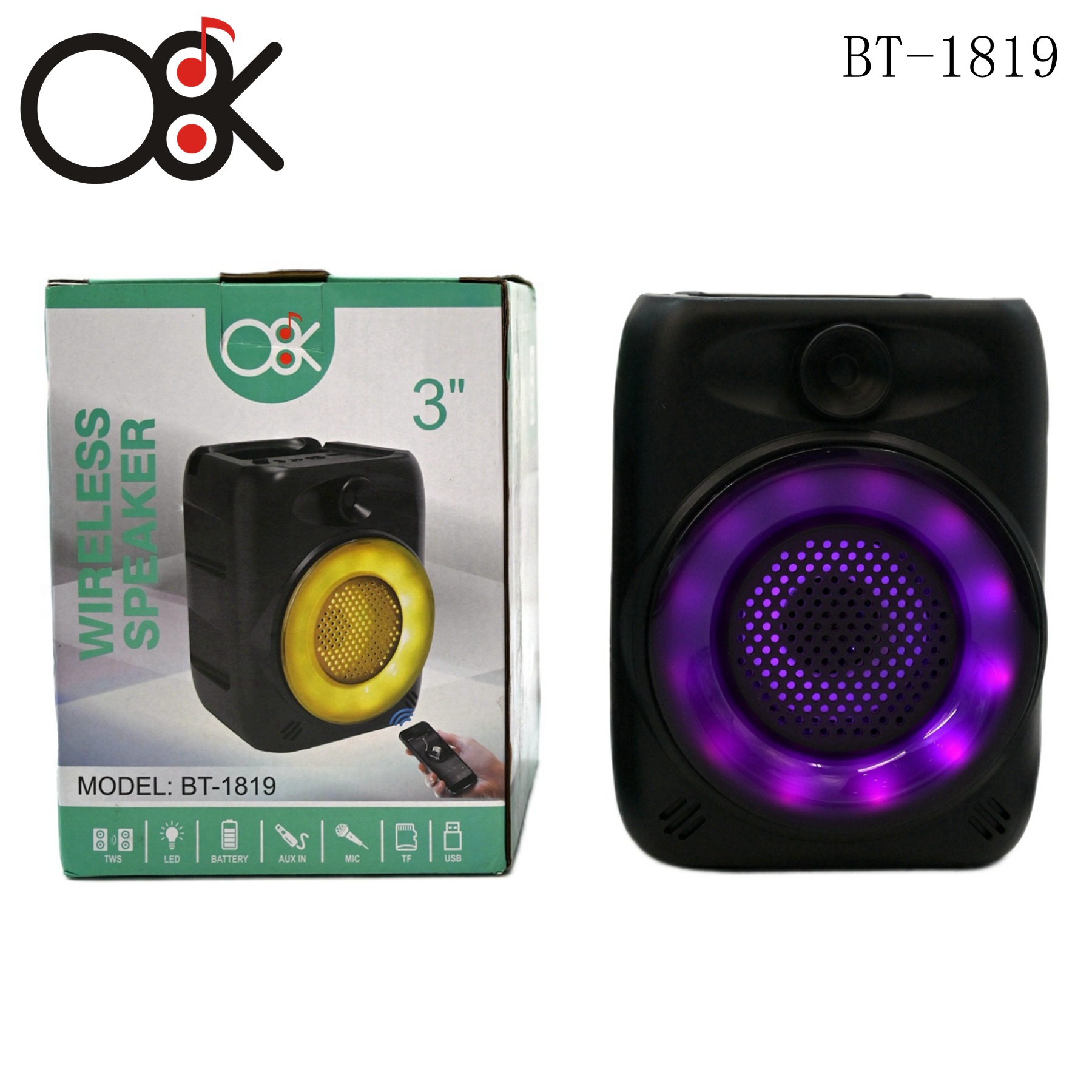 新款3寸BT-1819户外运动蓝牙音箱 K拉OK派对广场舞音响厂家批发