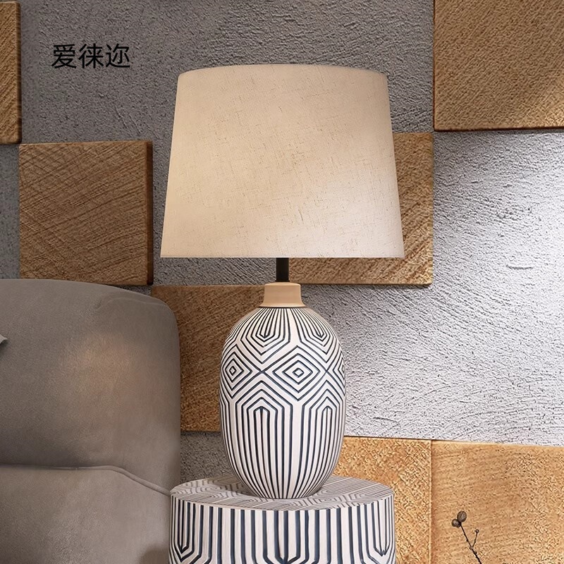 Wabi-Sabi Style Ceramic Table Lamp Ornament, New Chinese-Style Decoration, Japanese-Style Living Room, Bedroom, Hotel Bedside, Nostalgic Homestay Lighting
