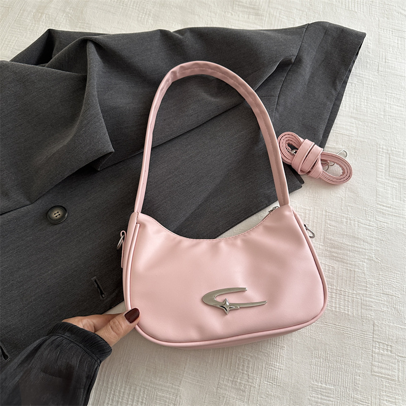 Nicho plateado bolso debajo de la axila para mujeres 2024 nueva moda bolso de mano pequeño cuadrado versátil bolso de mochila