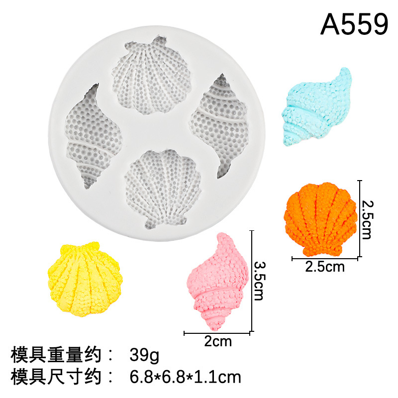 Ocean Conch Series Molde de silicona Chocolate Funda de chocolate Decoración de pastel de goteo Molde de herramienta de decoración de yeso