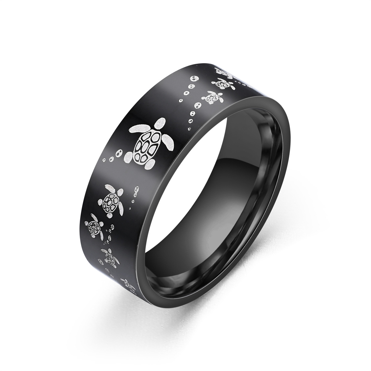 Unisex Gender Simple Style Commute Tortoise Round Titanium Steel Unisex Rings