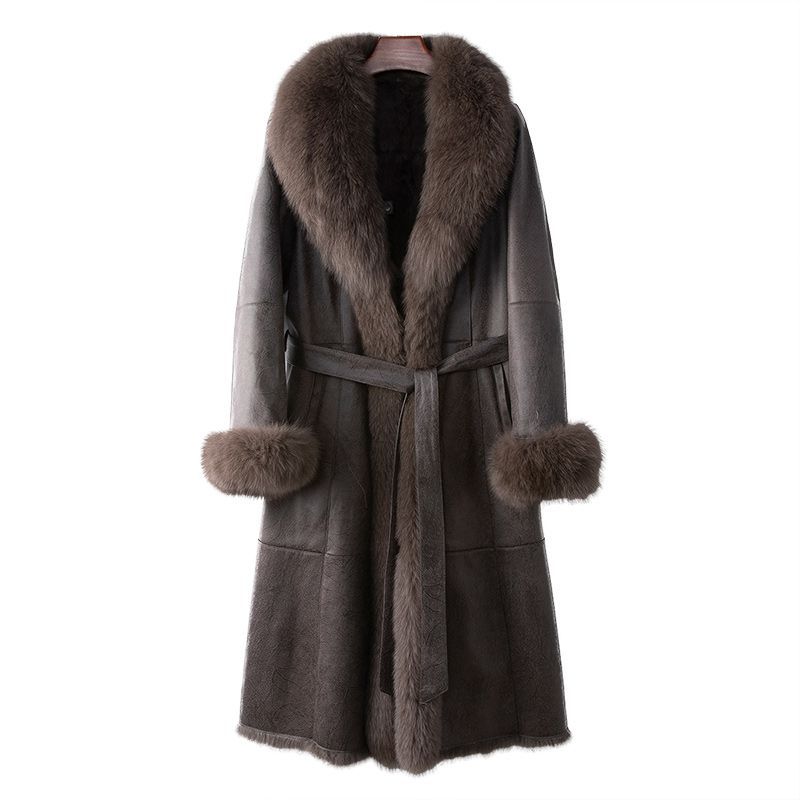 Winter New Genbuine Rabbit Fur Coat 2024 Fox Fur Collar