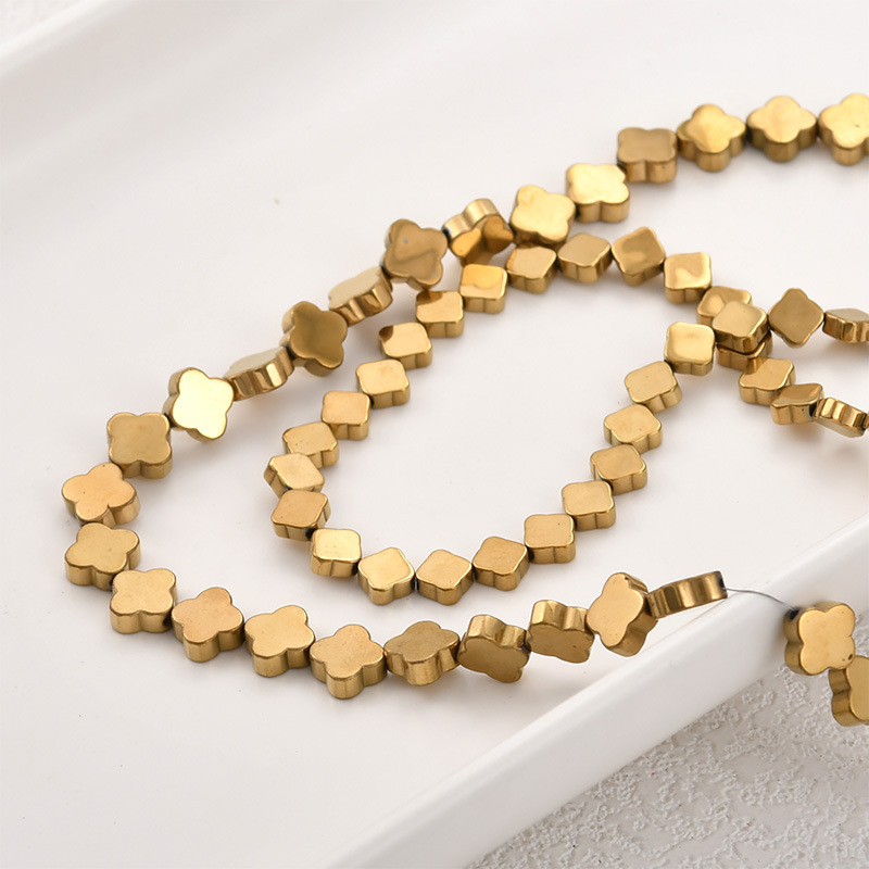 Black gallstone plated with real gold, color-retaining starburst shell rose spacer beads, DIY handmade beaded bracelet and necklace accessories