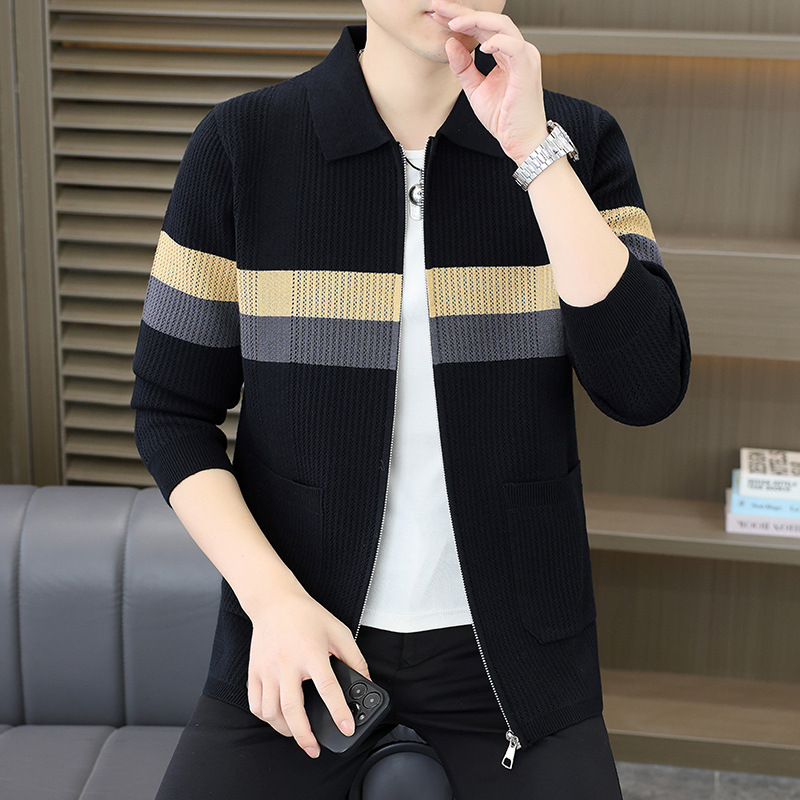 [New Style] We25909-P65 2025 Autumn Fashion Lapel Sweater Cardigan Men Group File 8.31