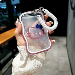 證件防丟透明卡套學生公交校園飯水卡愛豆追星小卡彈簧掛件鑰匙扣