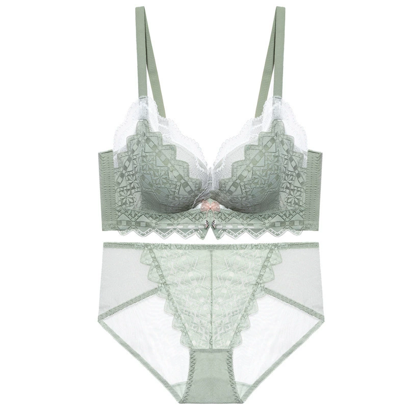 Latex thin underwear, supporting push up bra, sexy wireless bra, set