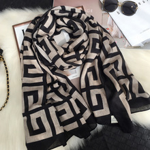 棉麻围巾女春秋时尚印花长款 度假防晒披肩百搭洋气保暖丝巾围巾