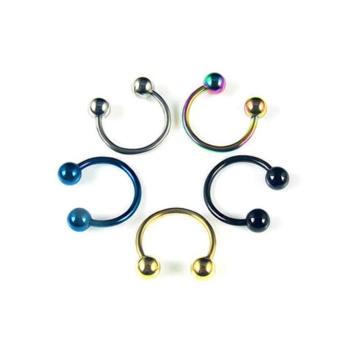 G23 titanium F136 inner tooth round ball nose ornaments horseshoe rod nose ring nose stud earrings ear studs body piercing jewelry