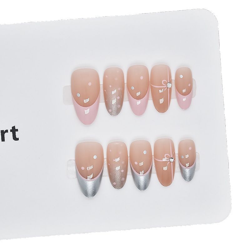10 piezas de uñas nuevas uñas de almendras rojas pequeñas parches de uñas falsas manuales perforación de uñas prefabricadas