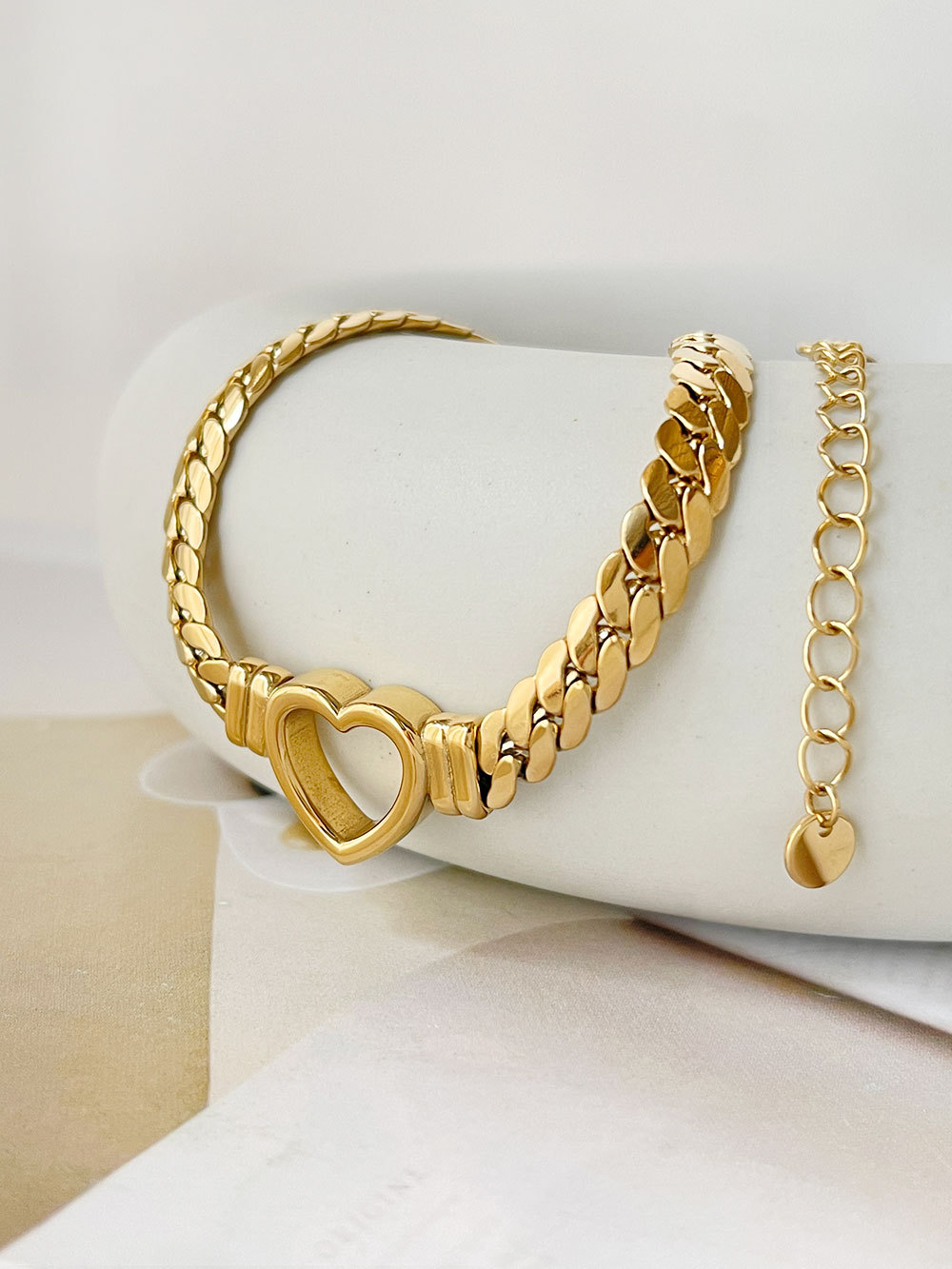304 Stainless Steel Pendant Material Necklace Classification PVD Coated Real Gold Plated 18K Gold Heart Shape 304 Stainless Steel Fashion Waterproof Non Tarnish 304 Stainless Steel Necklace