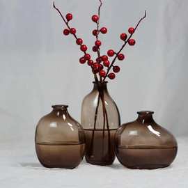 批发简约玻璃花瓶家居装饰冷饮店奶咖店隔板创意小摆件跨境