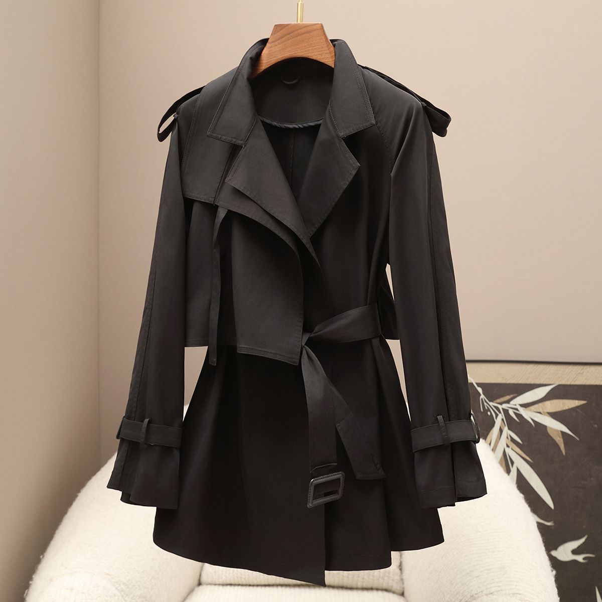 Small Quantity of Clothing 2025 Autumn and Winter New British Style Korean Style Windbreaker Women's Petite Casual Versatile Mid-Length Jacket