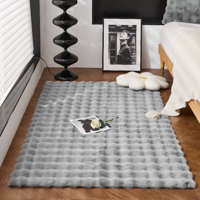 Плюшевый коврик, bubble-velvet кремовый, плотный ворс, размеры 50×80–180×240 см