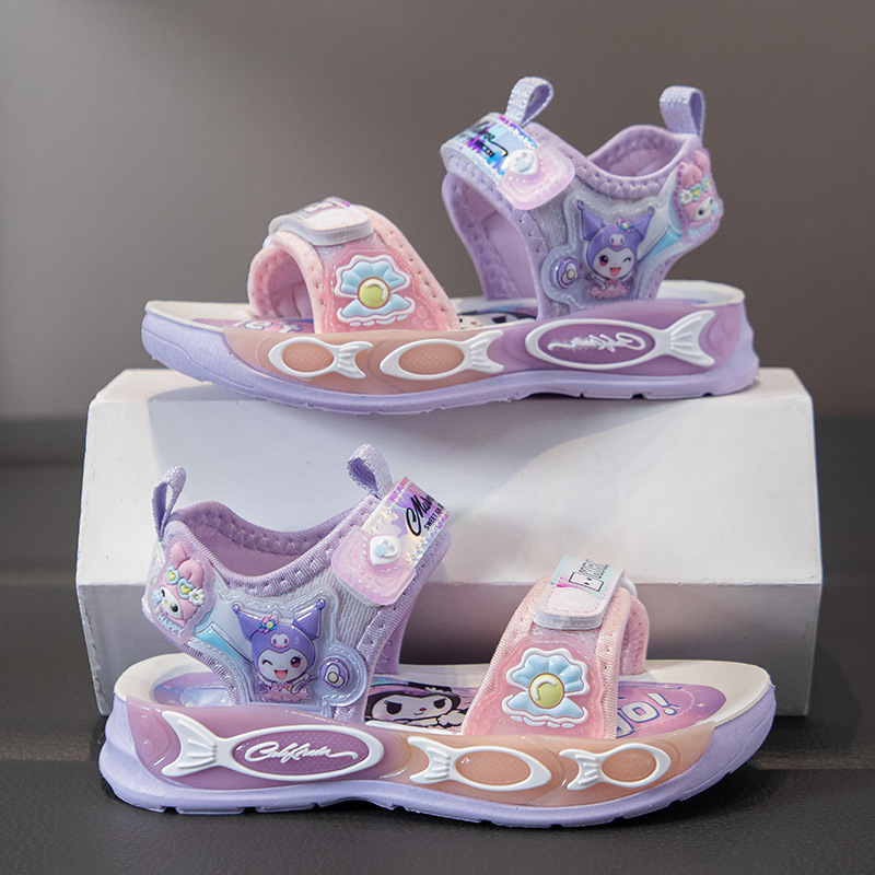 Sandalias de Princesa con Estampa de Dibujos para Niñas, Suela Suave y Antideslizante para Playa