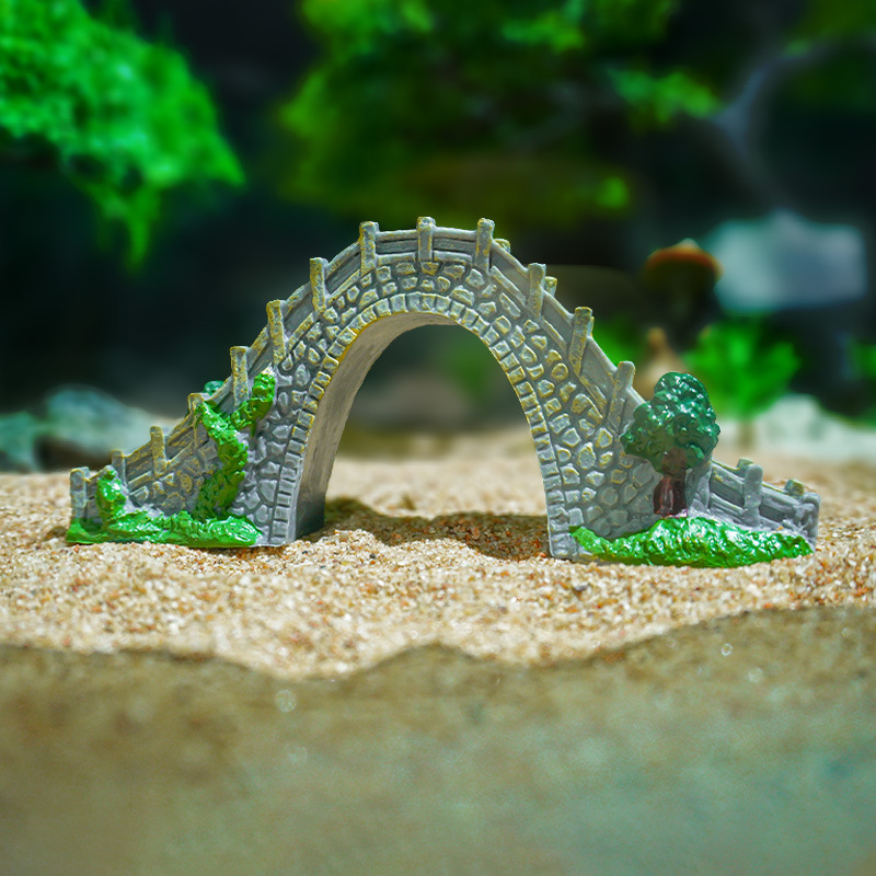 Nuevos adornos de bonsái de puente de piedra, micro-paisaje para peceras, puente de arco único de PVC, puente pequeño de estilo arquitectónico antiguo al por mayor
