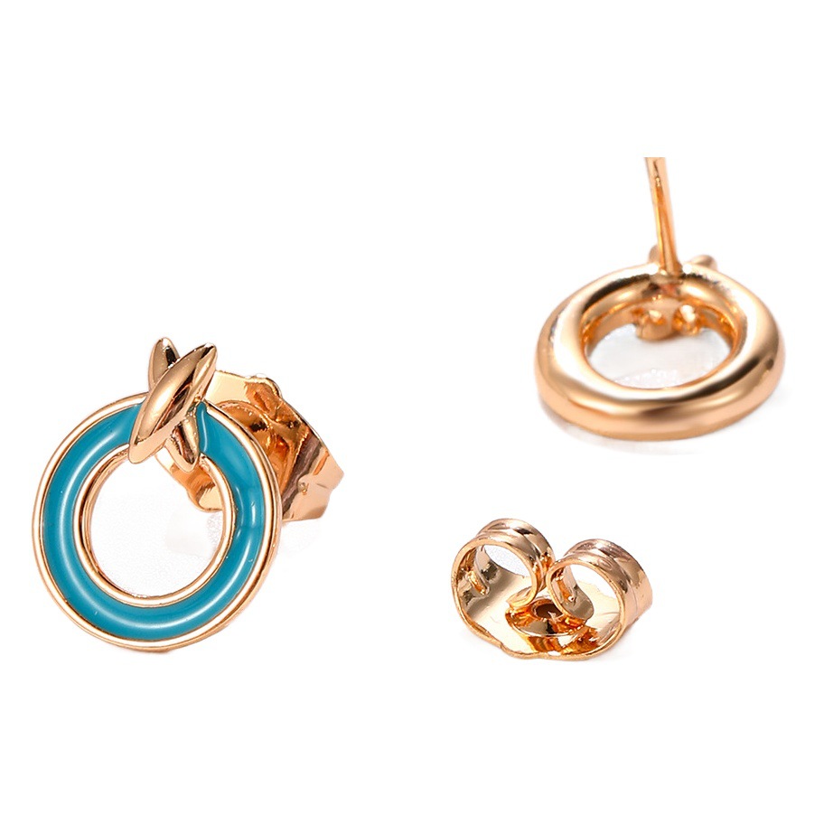 Joyería de Xuping 18K chapado en oro círculo gota de aceite pendientes hembra luz nicho de lujo ins estilo frío joyería al por mayor