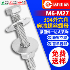 304ステンレス外六角ねじナット平パッドセット外六角ボルトは壁のねじを通して線m 6/m 8を通します。