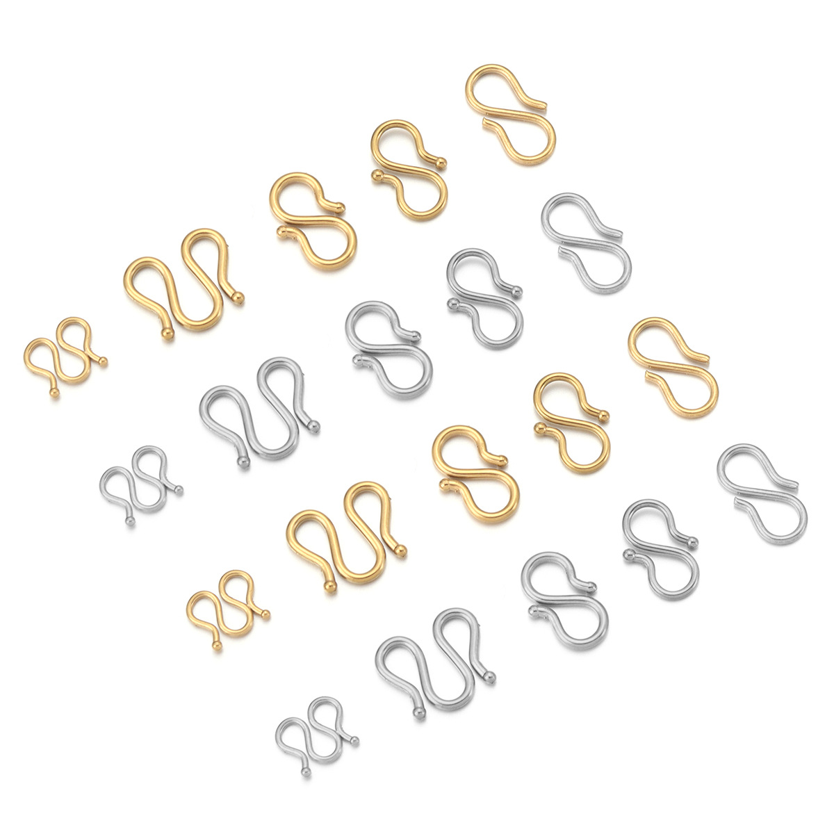 Stainless Steel Plated with 18K Gold m Buckle S Buckle Bracelet Necklace End Connector Handmade DIY Jewelry Materials Accessories Wholesale