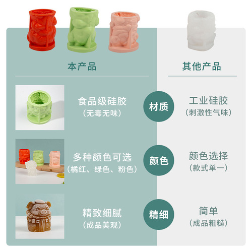 Three Trust 12 Zodiac Cultural and Creative Silicone Mold DIY Cartoon Jade Rabbit Popsicle Ice Cream Mousse Cake Mold