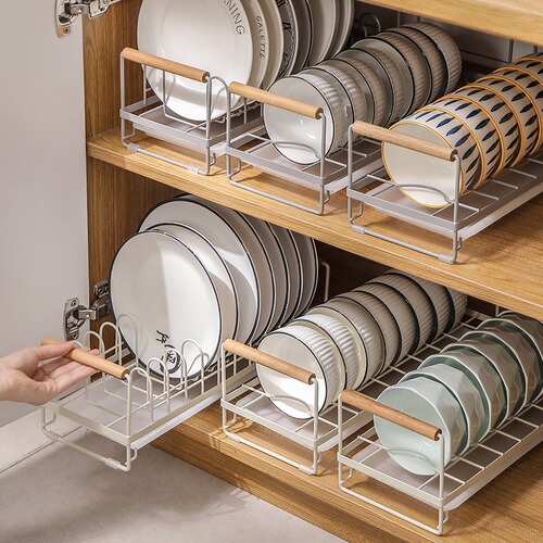 Bowl and Plate Storage Rack Kitchen Storage Shelf Freestanding No-Drill Drainage Bowl Plate Rack Home Countertop Bowl and Chopsticks Cabinet Shelf