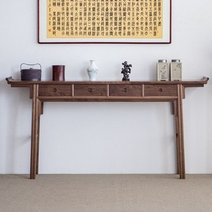 Black Walnut Six-piece Set Solid Wood Zen Style New Chinese Furniture Eight Immortals Table Flower Rack Table Table Table Living Room Middle Hall
