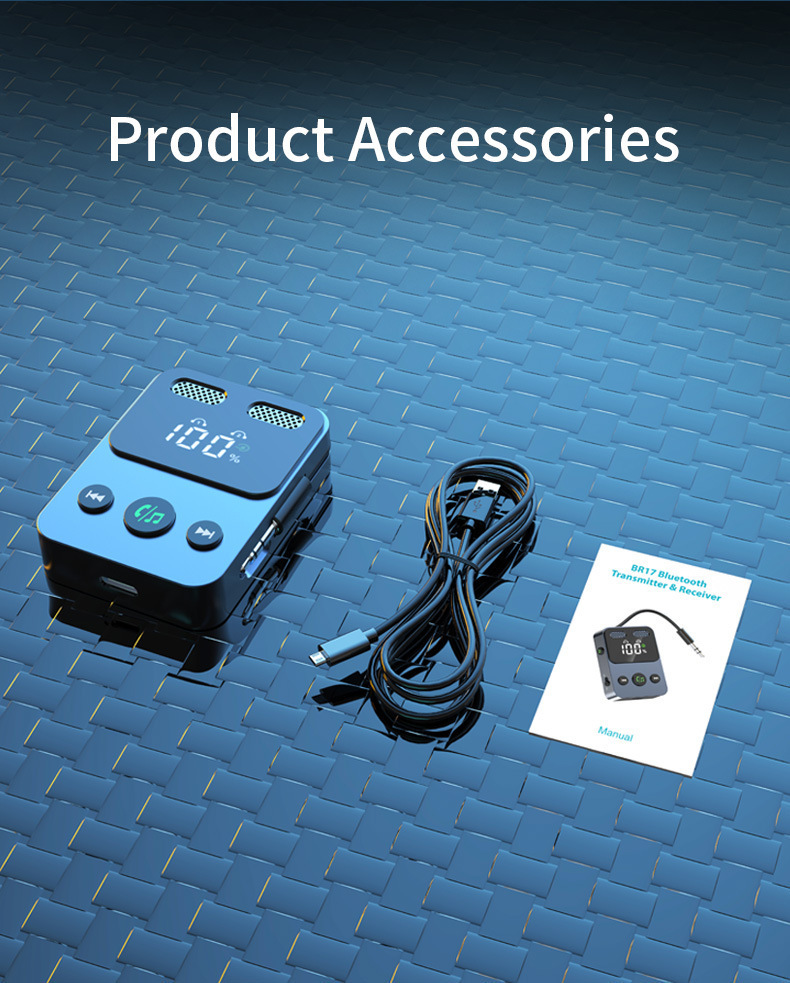 BR17 Bluetooth receiver transmitter with subwoofer one-to-two integrated storage cable audio two-in-one adapter