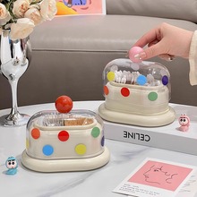 奶油风多巴胺牙签筒棉签罐轻奢创意家用二合一牙签盒收纳盒牙线筒