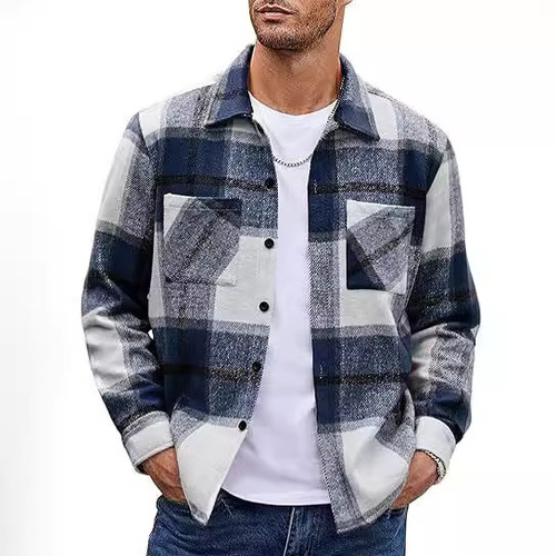 Amazon Men's Plaid Fleece Thick Casual Fashion Versatile Striped Shirt Jacket Stylish Commute Essential