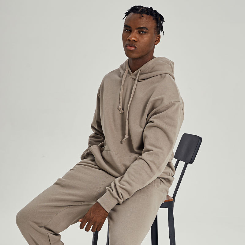 Oversized, heavyweight fleece sweatshirt, solid color, blank hooded jacket, loose and casual style, trendy design, in stock, available for drop shipping
