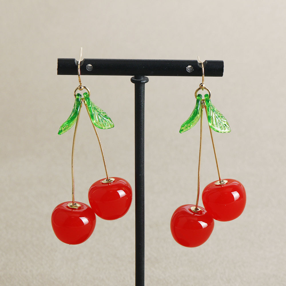 Alloy Ear Needle Material Drop Earrings Classification 1 Pair Sweet Cherry Resin Drop Earrings