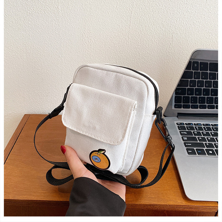 112g Weight Sewing Thread Fashion Element Zipper Closure Type Single Shoulder Strap Strap Type Square Bag Bags Type Casual Occasion Canvas Material Fruit, Solid Color Pattern All Seasons Season Women's Gender Streetwear Style Square Shape Small Size Women's Small Canvas Fruit Solid Color Streetwear Sewing Thread Square Zipper Square Bag 6