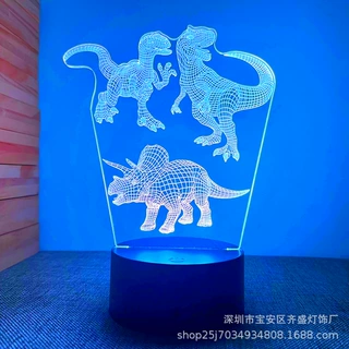 跨境供货3D小夜灯USB礼品氛围灯恐龙合集造型触控遥控16色