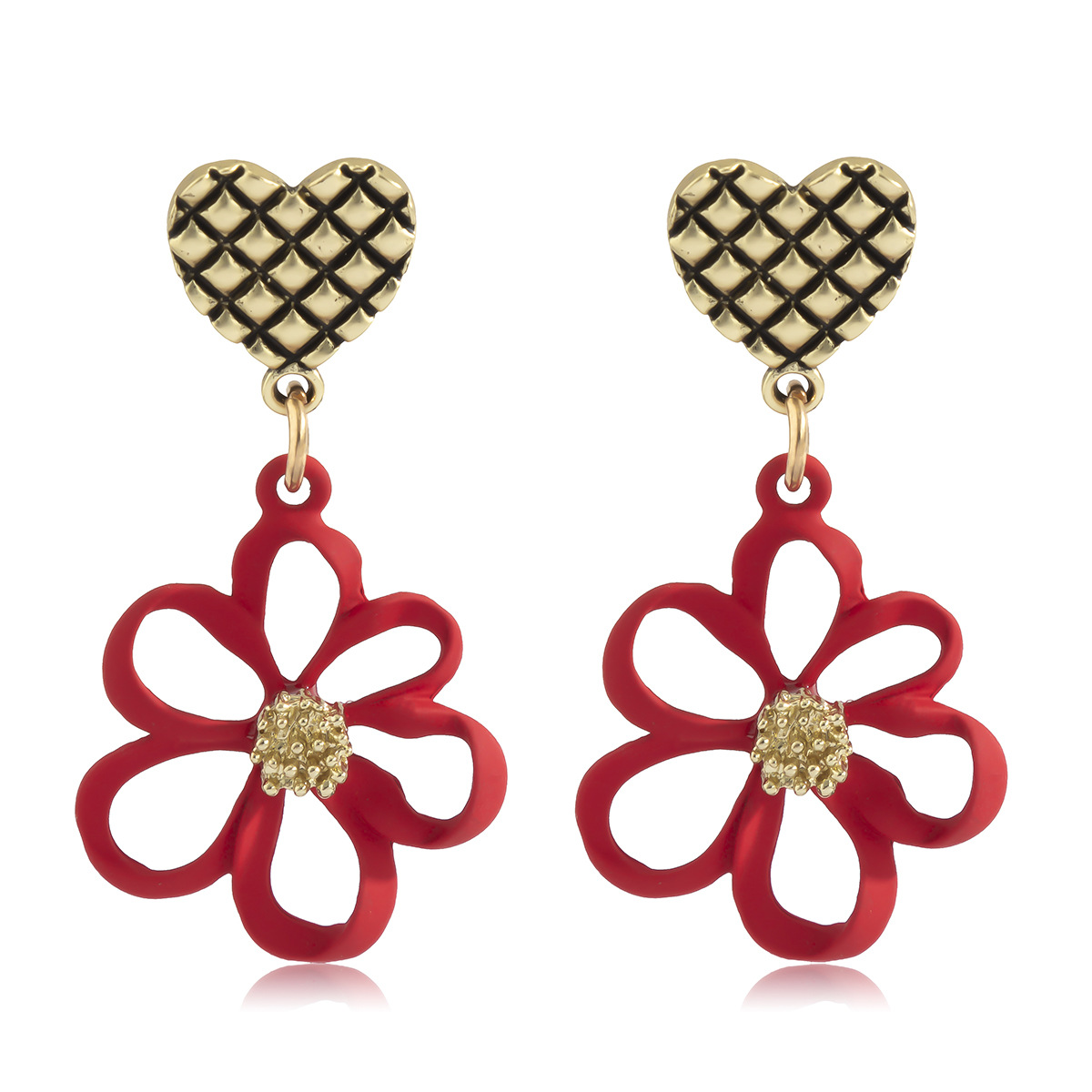 Retro Red Love Earrings display picture 1